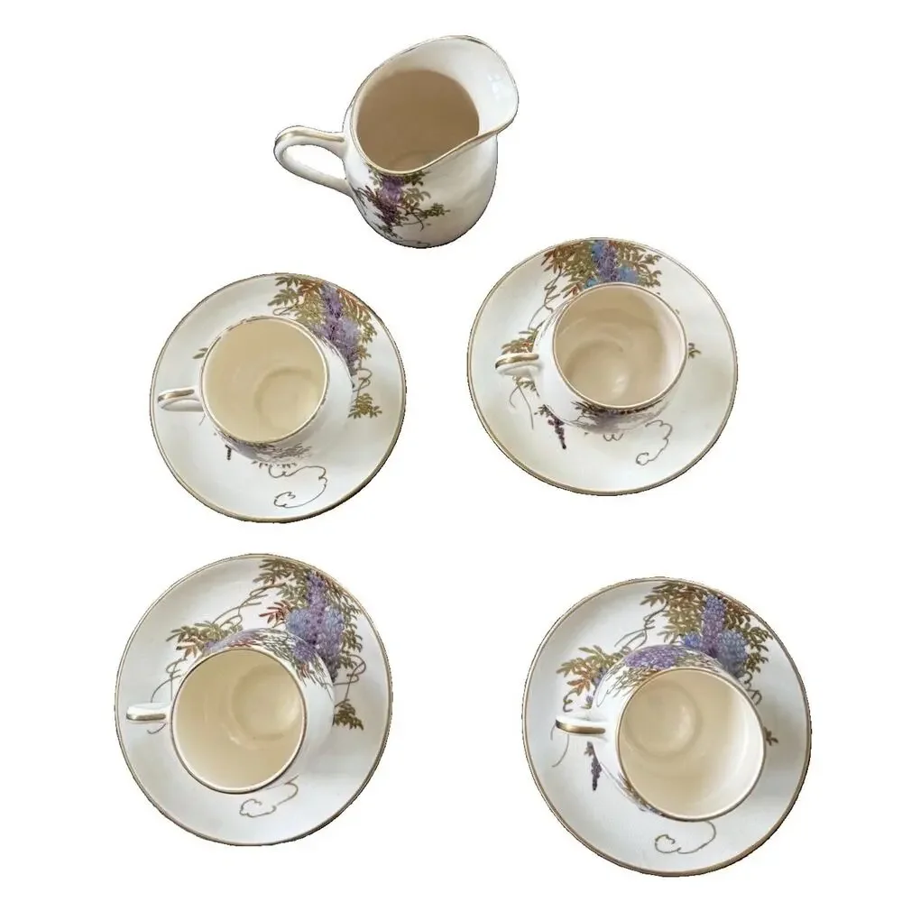 Koshida Teapot Cup Saucer Wisteria Gold Vintage Japanese